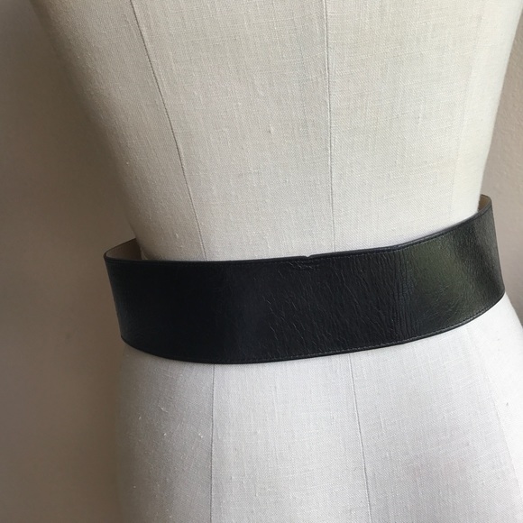 Genuine Leather wide waist belt black - Picture 4 of 4